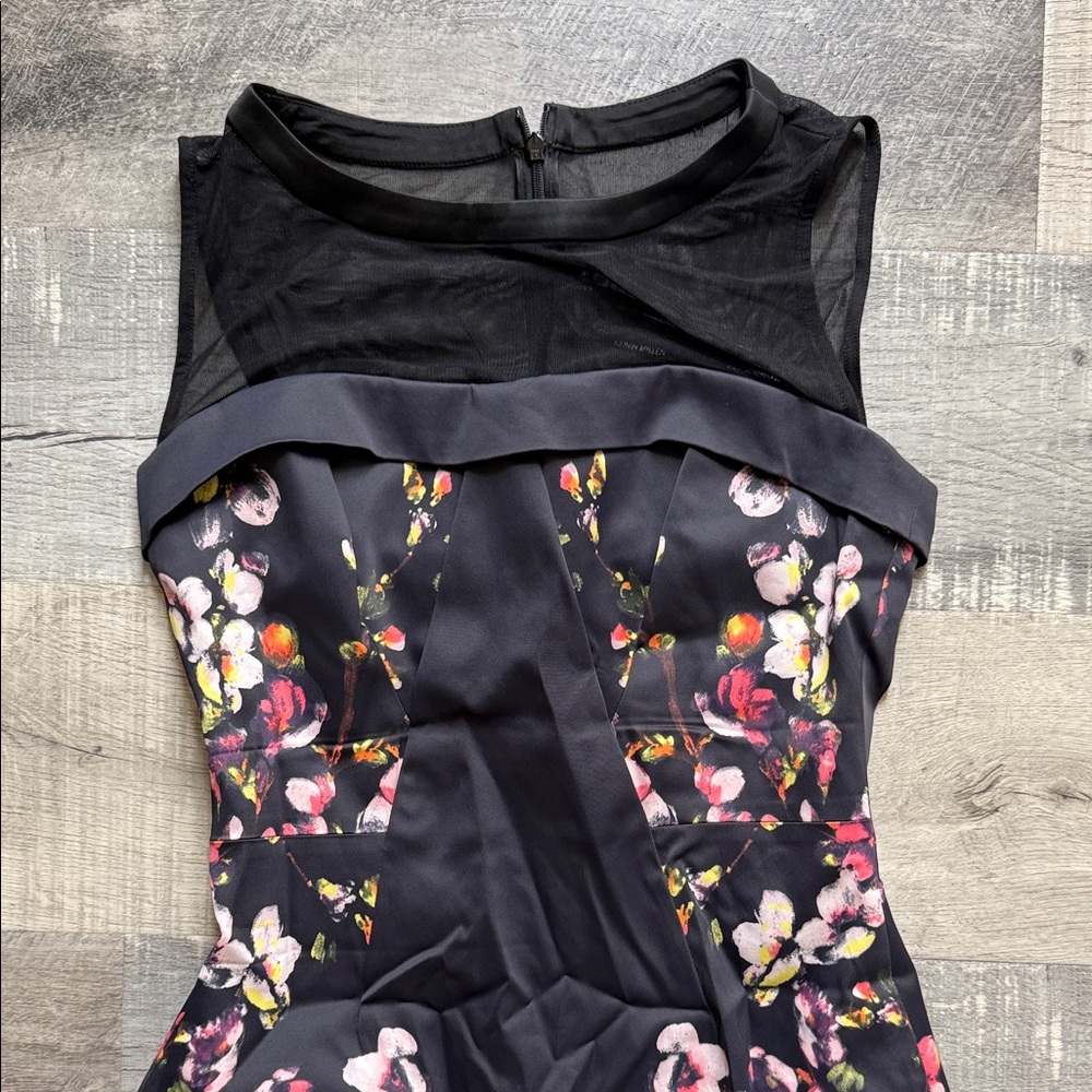 Karen Millen Black Dress with Pink Floral Design - Picture 2 of 9